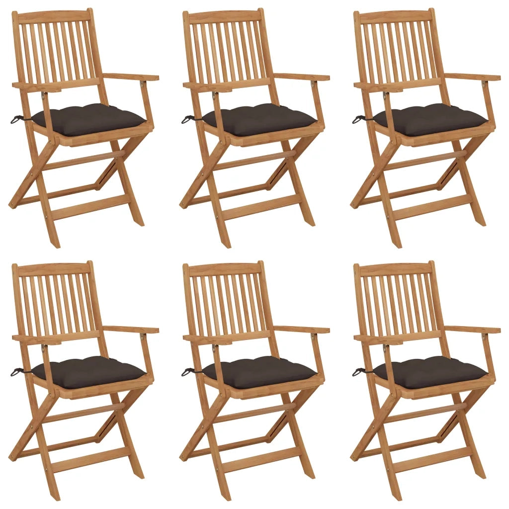 Sedie da Giardino Pieghevoli 6 pz con Cuscini Massello Acacia cod mxl 8473