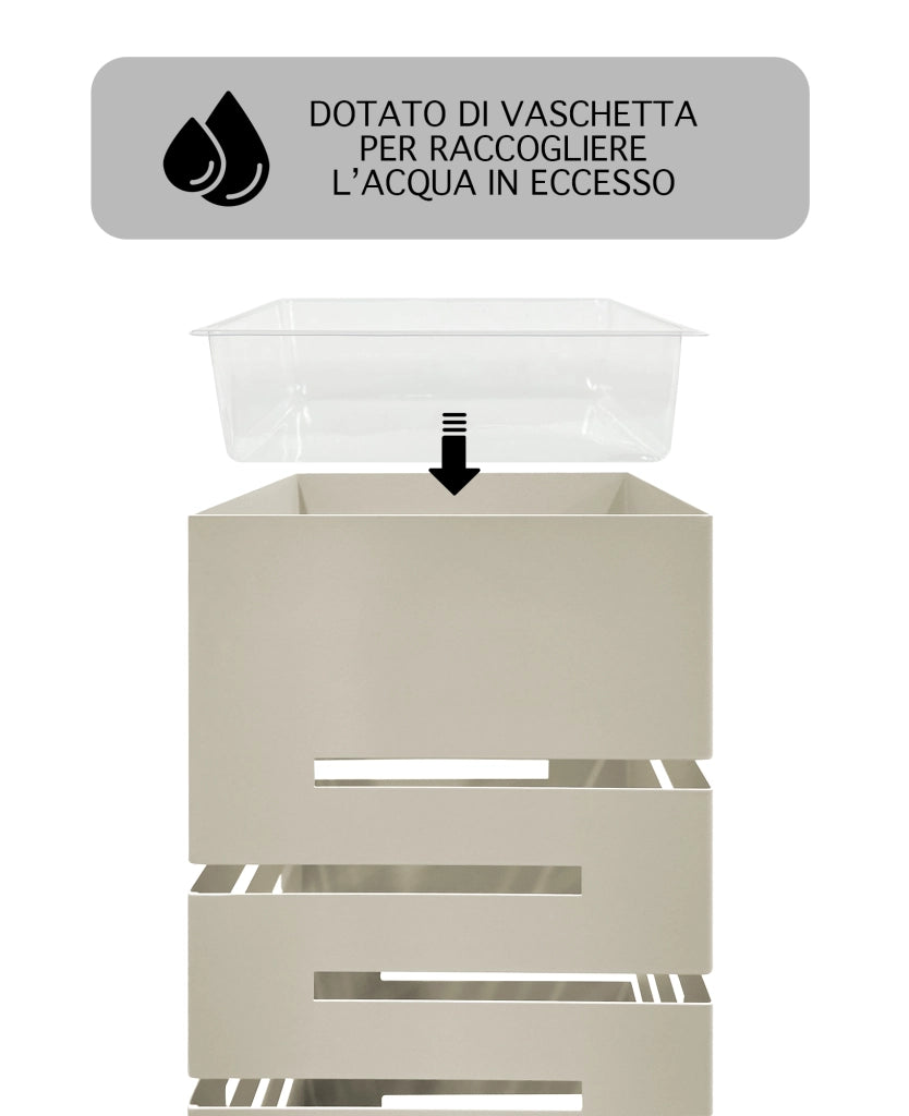 Portaombrelli Interno Esterno  Elegante in Metallo Con Ganci Per Ombrellini Design Moderno Modello 4 Tortora
