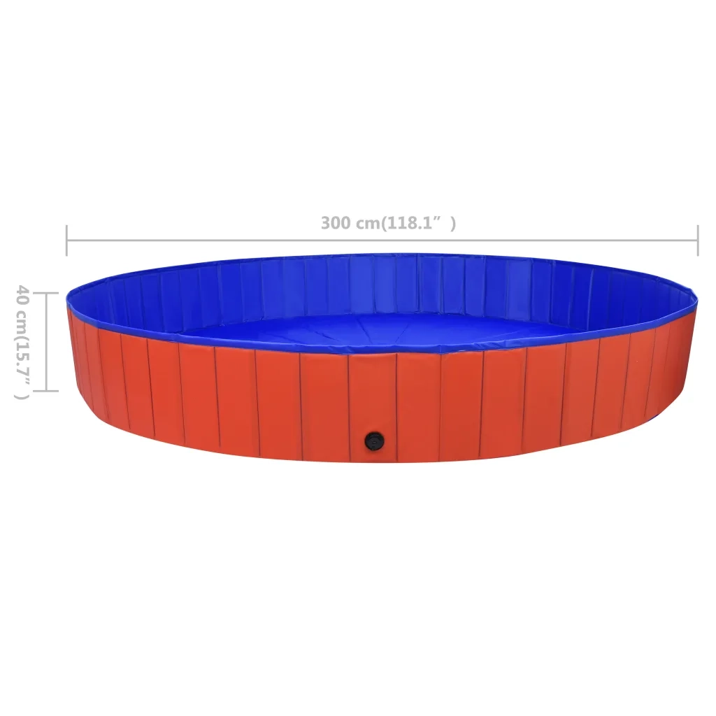 Piscina per Cani Pieghevole Rossa 300x40 cm in PVC CFW7255587