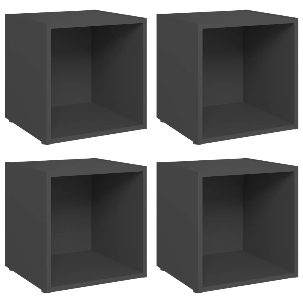 Mobili Porta TV 4 pz Grigi 37x35x37 cm in Legno Multistrato 805506