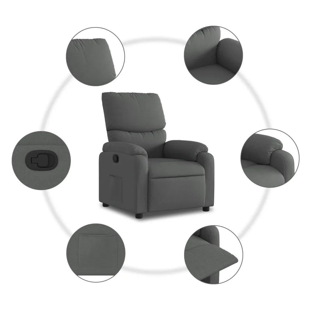 Divano Sedia-Poltrona Reclinabile in Tessuto Grigio Scuro 438560