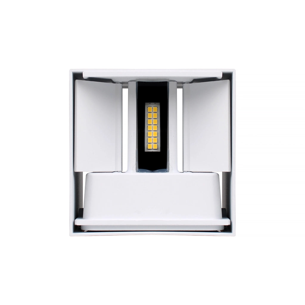 APPLIQUE LED 12W DA PARETE PER ESTERNO IP65 CUBO BIANCO - EFFETTO LUMINOSO BIDIREZIONALE REGOLABILE