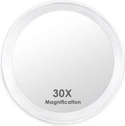 Specchio di ingrandimento 30 celle con 3 pinzette, specchio a forma rotonda per trucco con ingrandimento 30 volte, specchio per trucco da 10 cm per uso domestico, bagno e in viaggio, rimuove imperfezioni e bollucchi