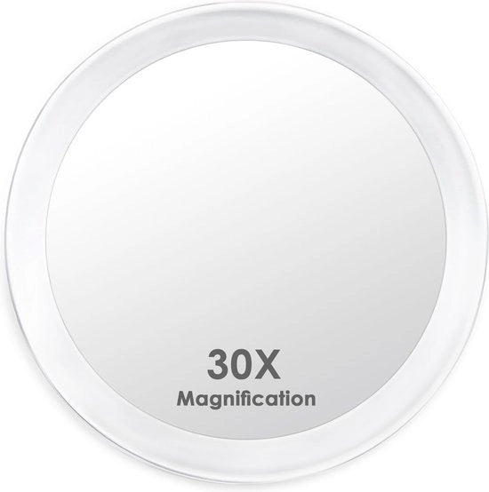 Specchio di ingrandimento 30 celle con 3 pinzette, specchio a forma rotonda per trucco con ingrandimento 30 volte, specchio per trucco da 10 cm per uso domestico, bagno e in viaggio, rimuove imperfezioni e bollucchi