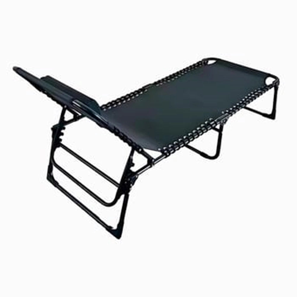 Trade Shop - Lettino Prendisole Sdraio Senza Parasole In Textilene Nero Reclinabile Giardino 483010 -