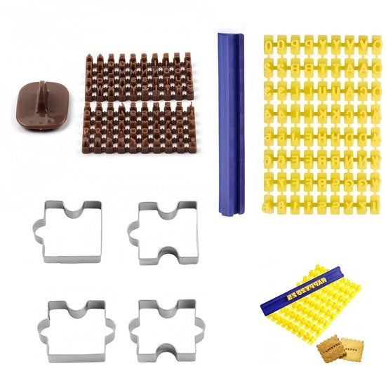 Set di timbri 8 pezzi - Alfabeti numeri - Pasta per stampi o biscotti - Materiale BPA-free in plastica - Progetti creativi - Set di timbri