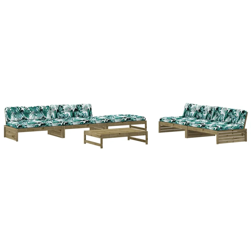 Set Divani da Giardino 6pz con Cuscini Legno Impregnato di Pino 3186129