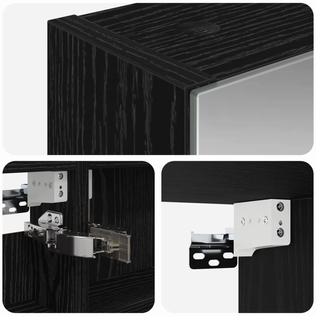 Mobiletto per specchio da bagno Rovere Nero 40 x 10,5 x 60,5 cm 889024