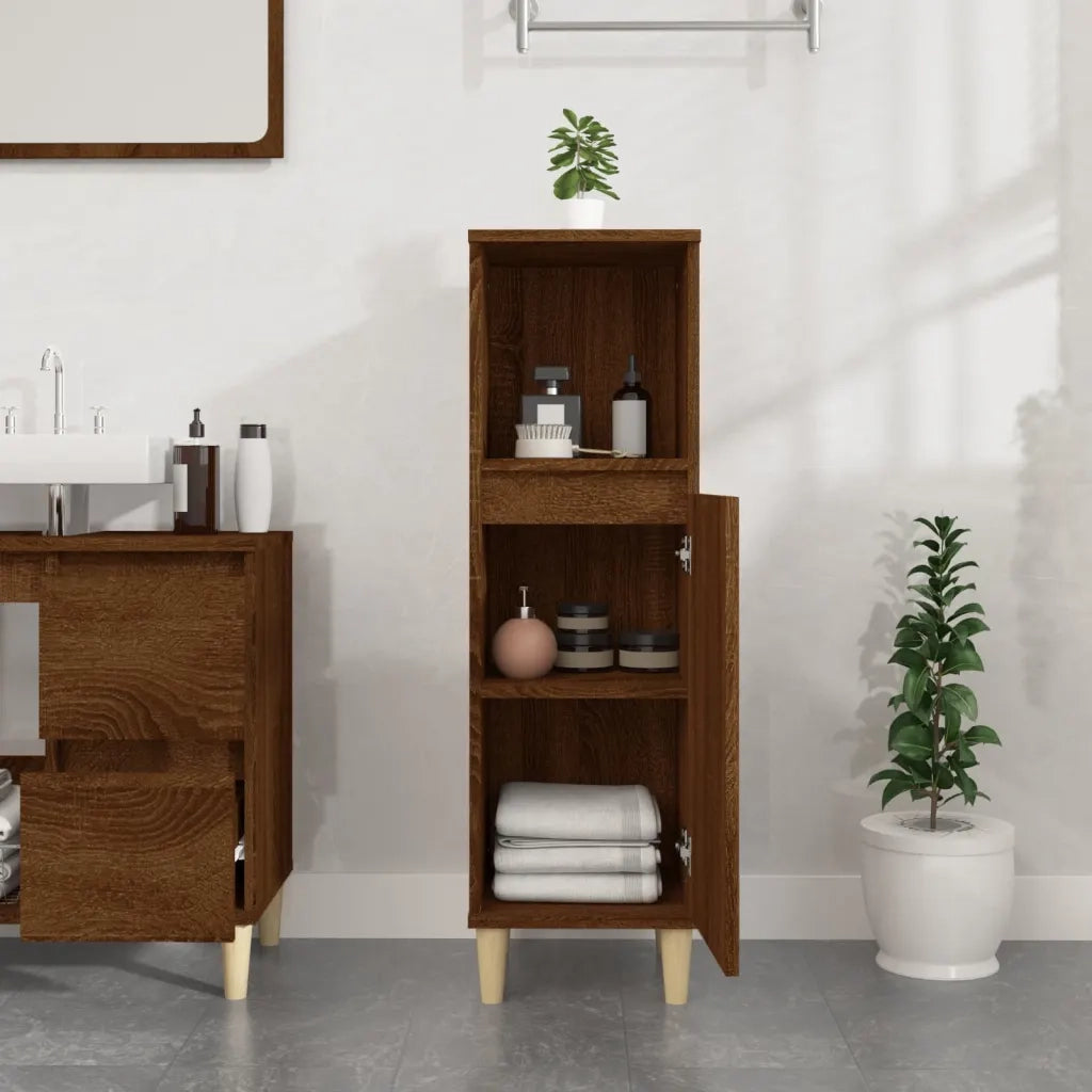 Armadietto Bagno Rovere Marrone 30x30x100 cm Legno Multistrato 819811