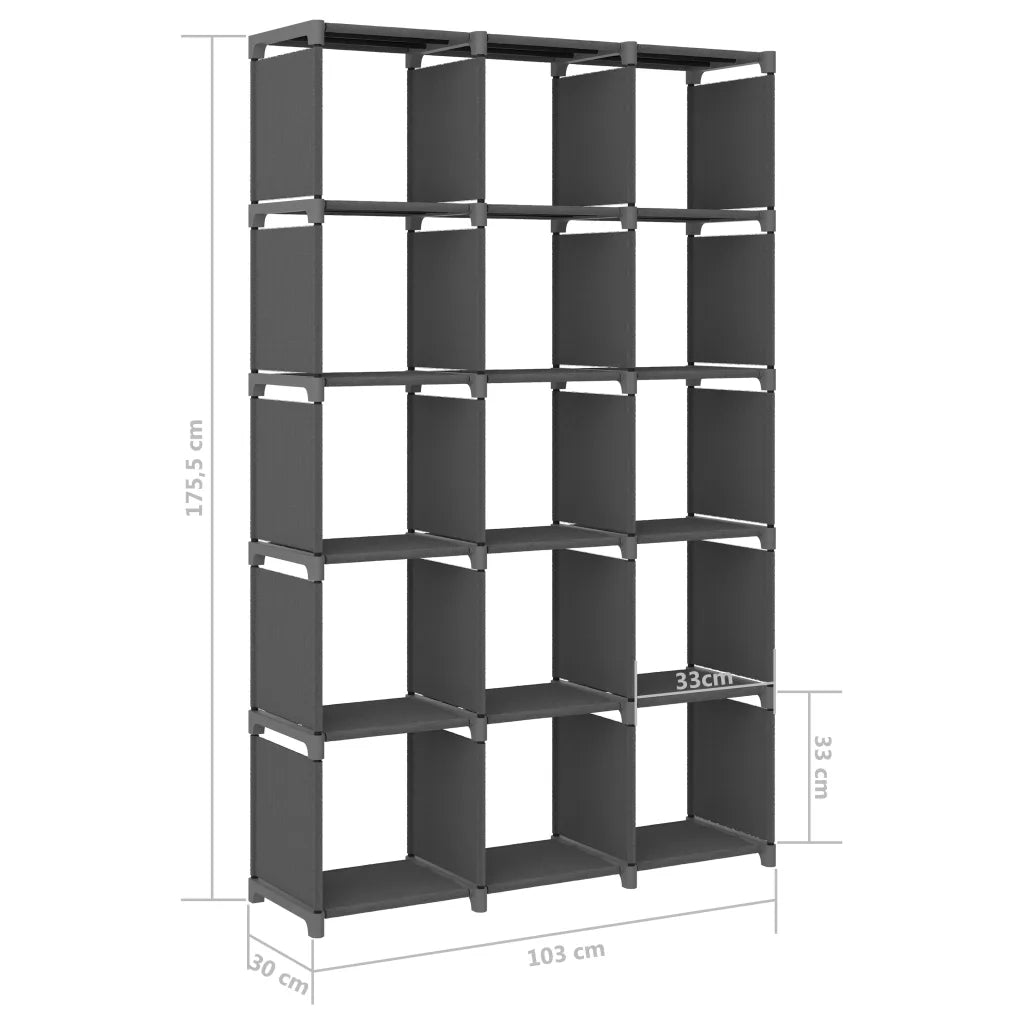 Mobile per 15 Scatole a Cubo Grigio 103x30x107,5 cm in Tessuto 322620