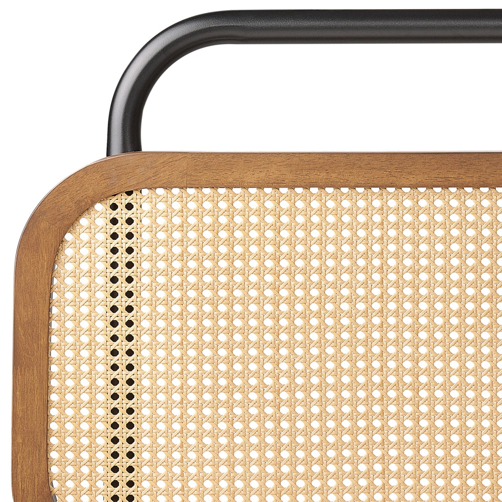 Letto in legno di gomma scuro EU King Size 160 x 200 cm con testata a treccia viennese Base a doghe Camera da letto moderna minimalista
