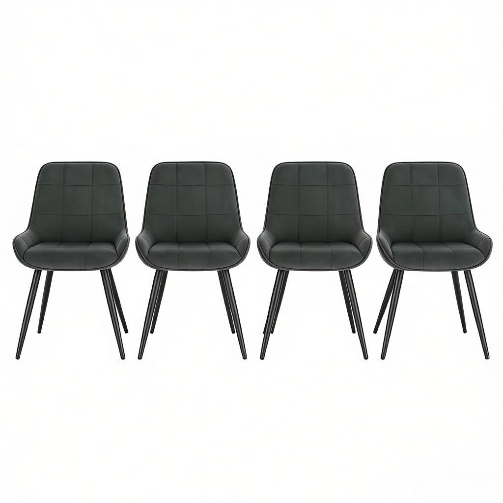 SEDIA Imbottita 81,5 cm Velluto Grigio Scuro Set da 4 pezzi