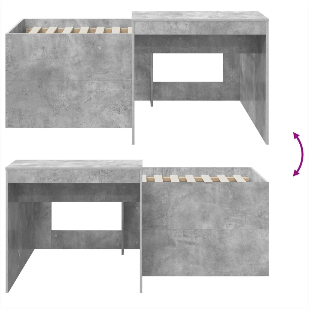 Letto alto per bambini con scrivania Grigio Cemento