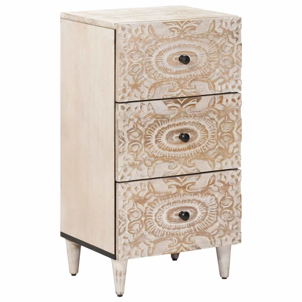 Credenza Bianco 40 x 33,5 x 75 cm Legno di mango massello 4018391