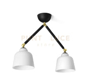 NEORETRO SOFFITTO 2 LUCI SNODABILE STRUTTURA NERA DIFFUSORE VETRO SOFFIATOBIANCHI ATTACCO E27