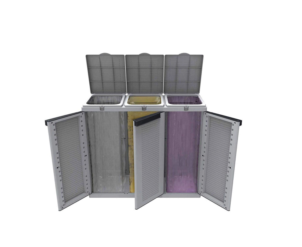 Pattumiera Ecoline3 a 3 Ante per Raccolta Differenziata 3 Sacchi da 110 Litri 102x39x89 cm Terry