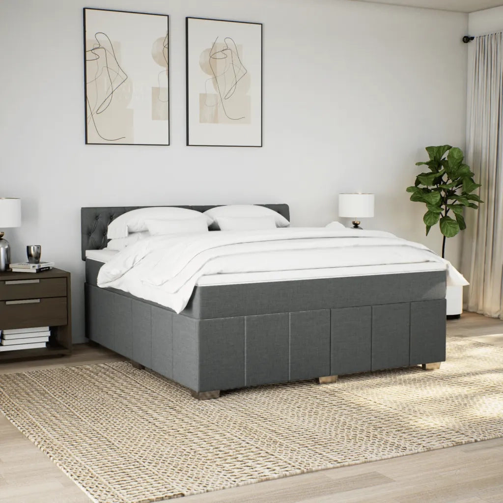 Giroletto a Molle con Materasso Grigio Scuro 180x200 cm Tessuto 3287155