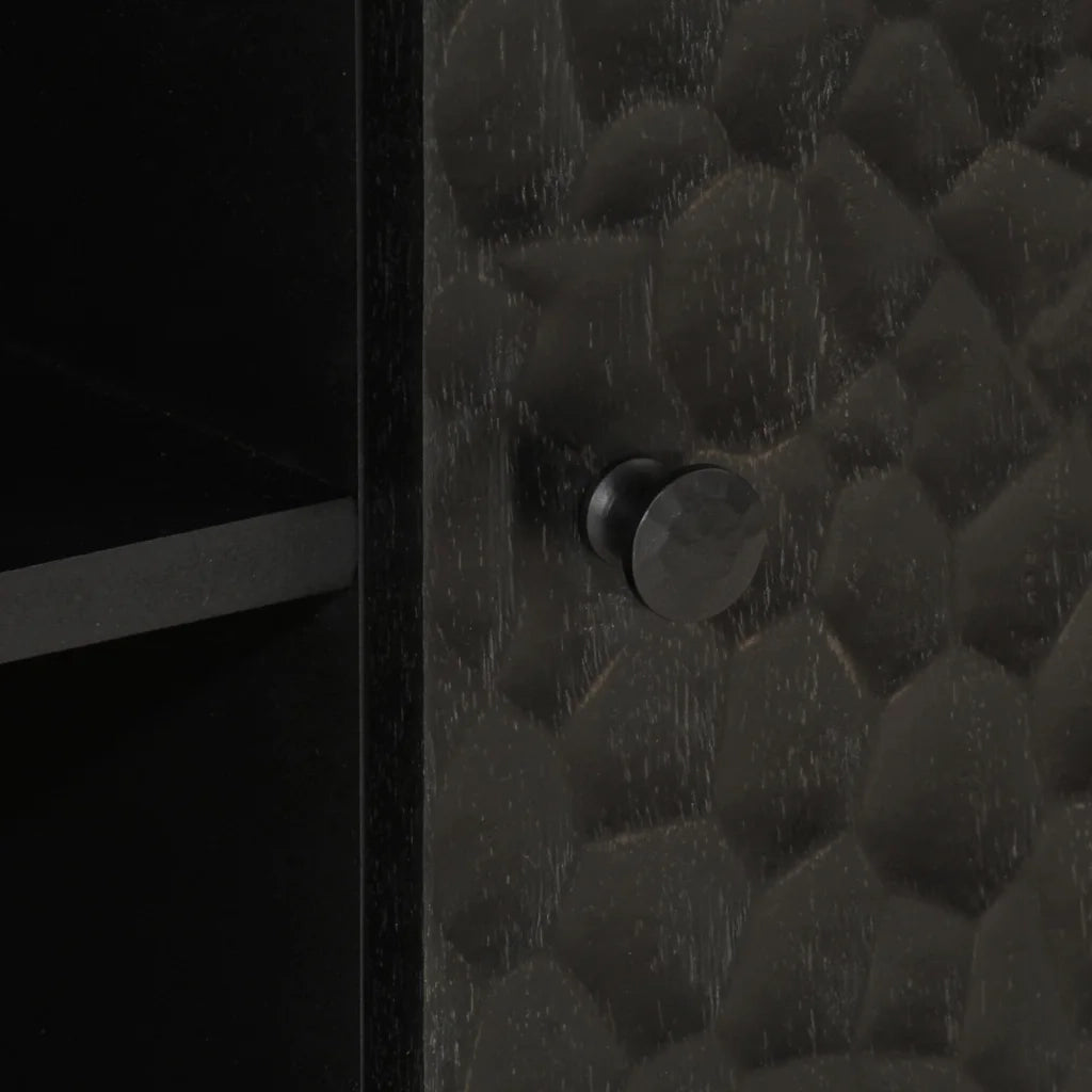 Mobile Porta TV Nero 80x31x46 cm in Legno Massello di Mango 356834
