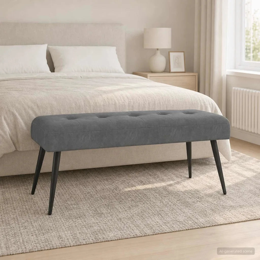 Panchina con bottoni imbottiti Grigio Scuro 110 x 40 x 46 cm 42038530