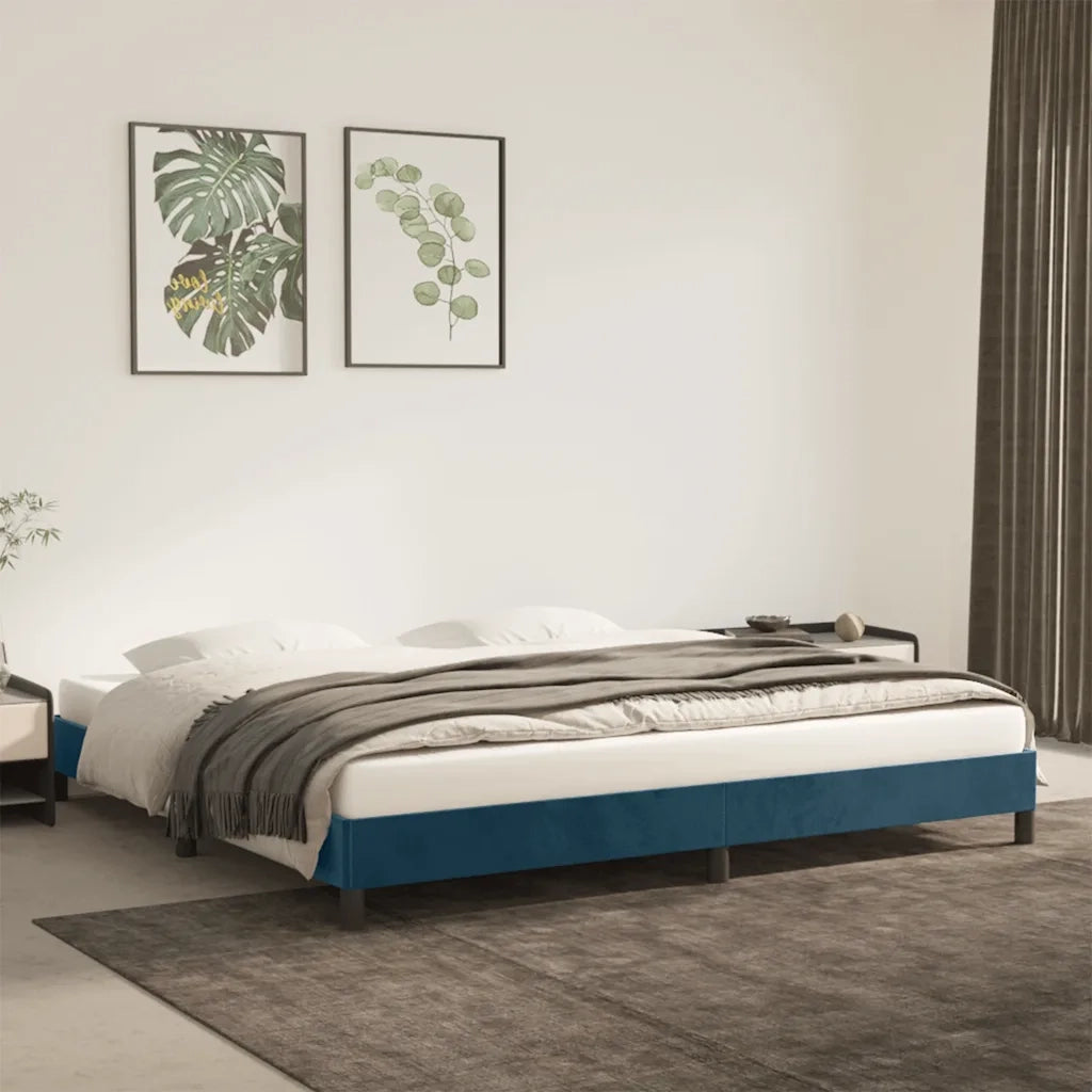 Giroletto senza Materasso-Struttura Letto Blu Scuro 200x200 cm in Velluto 525277