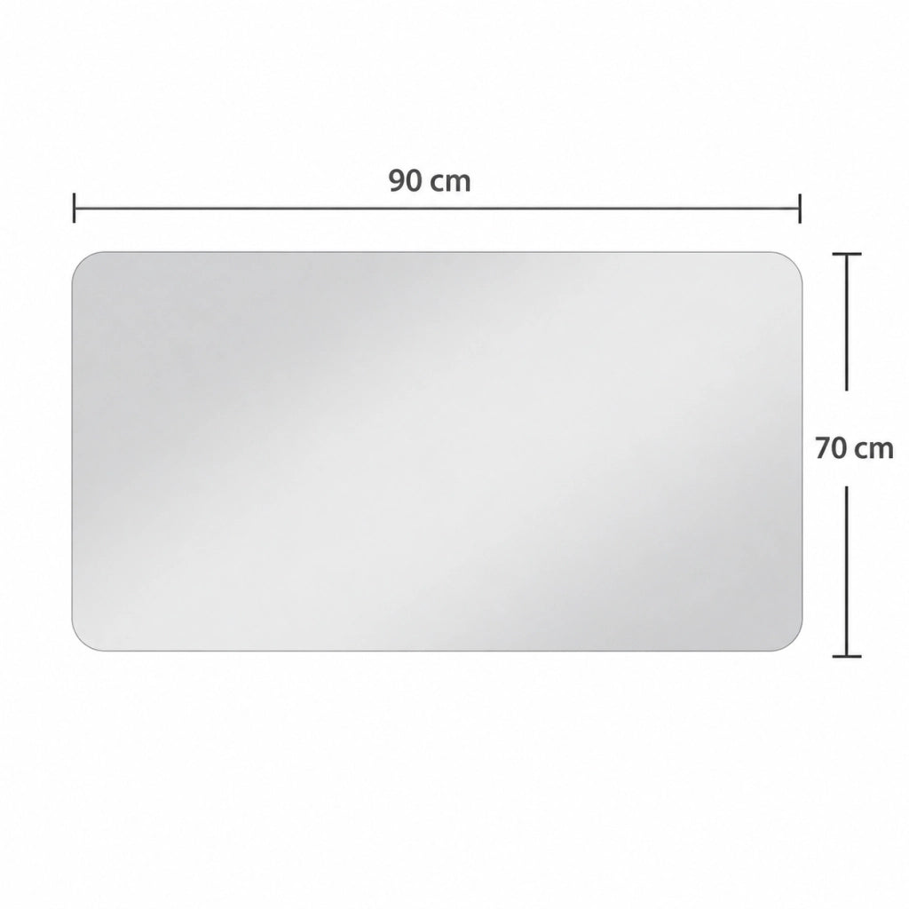 Specchio da Bagno 90x70 cm Senza Cornice; Angoli Arrotondati; Vetro Argento HD 5 mm; Argento