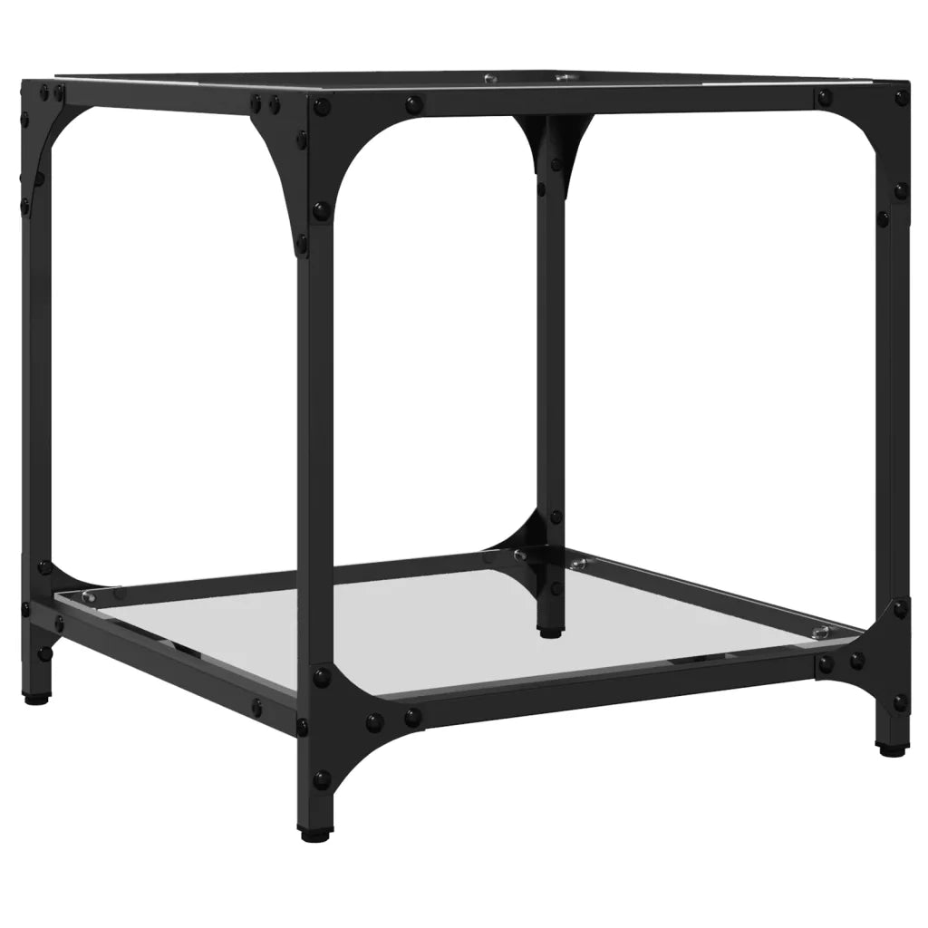2 pz Tavolini da salotto | Tavolino da caff¨¨ | Tavolino da Soggiorno con Piano in Vetro Trasparente 40x40x40cm Acciaio