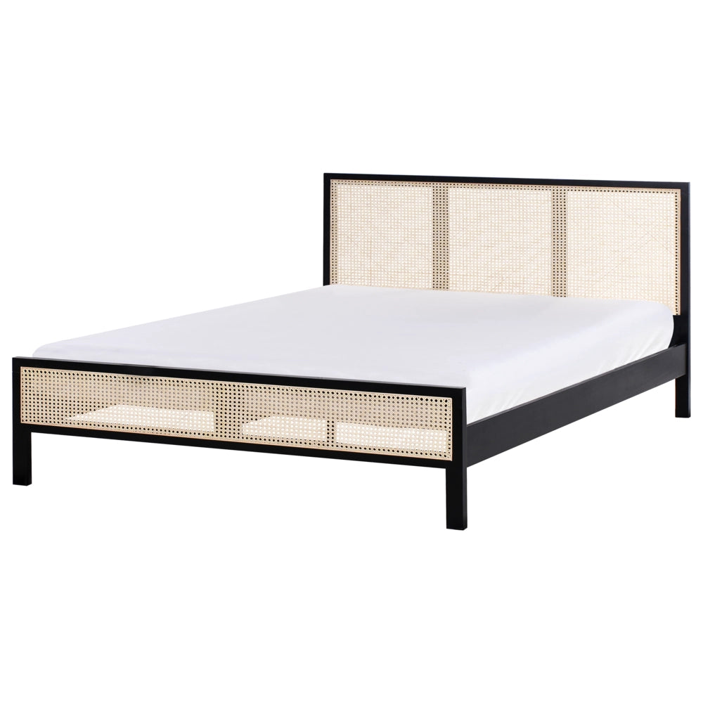 Letto in legno di pino nero 180 x 200 cm matrimoniale con testata a treccia viennese a doghe stile rustico minimalista
