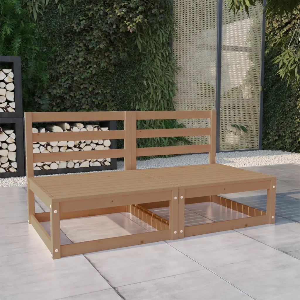 Divano da Giardino 2 Posti Marrone Ambra Legno Massello di Pino 3075232