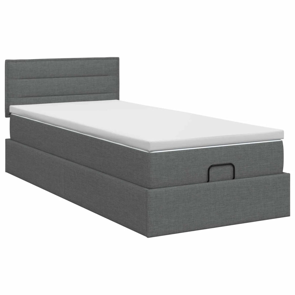 Letto ottomano con materasso Grigio Scuro 80 x 200 cm Tessuto 3456199