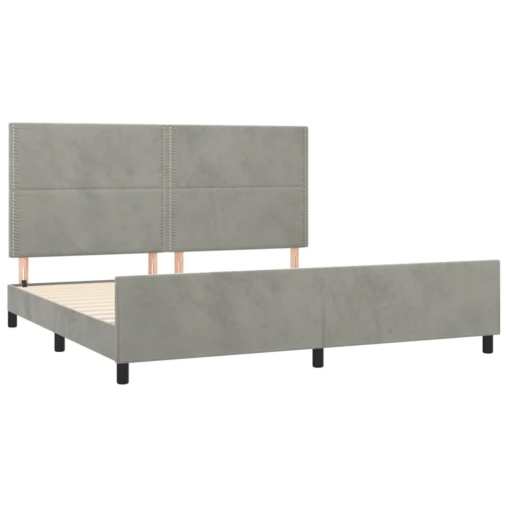 Giroletto senza Materasso Grigio Chiaro 200x200 cm Velluto