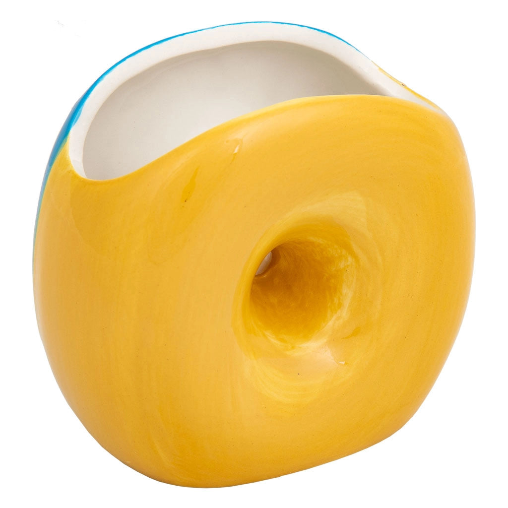 Portapenne a ciambella in ceramica blu 11x6,5x11h