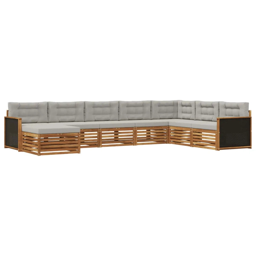 Set di divani da esterno 8 pz Naturale e Grigio Chiaro 3383704