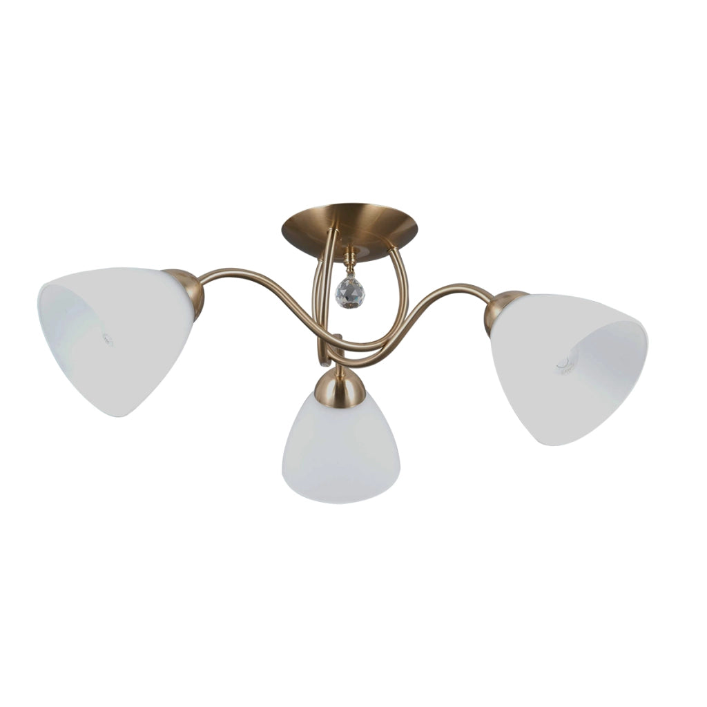 Plafoniera classica oro, bianchi, cristallo 3xE27 Italux Lugano