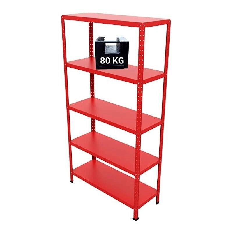 SCAFFALE IN METALLO ROSSO ETTORE KIT BULLONI 100 X 40 X H 187 CM 5 RIPIANI