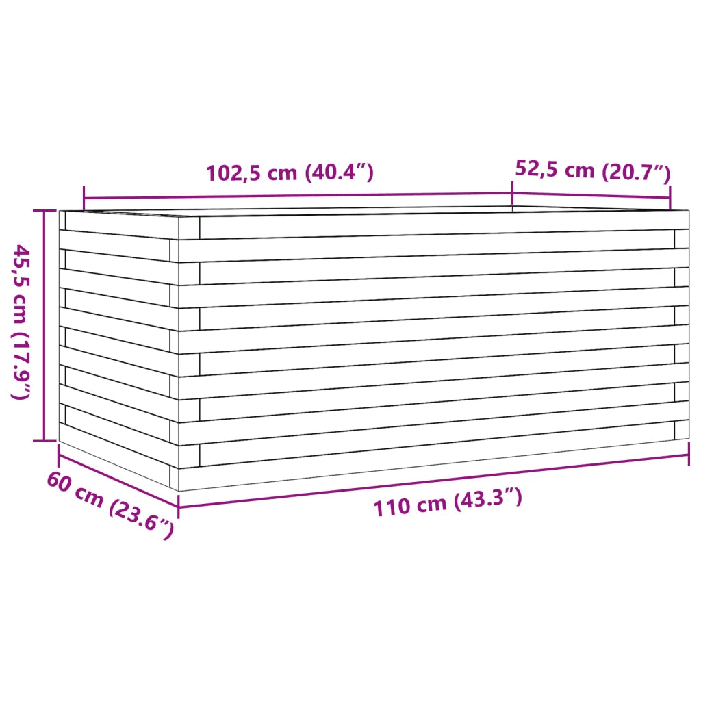 Fioriera | Cassetta per fiori | Vaso da Giardino Bianca 110x60x45,5 cm Legno Massello Pino
