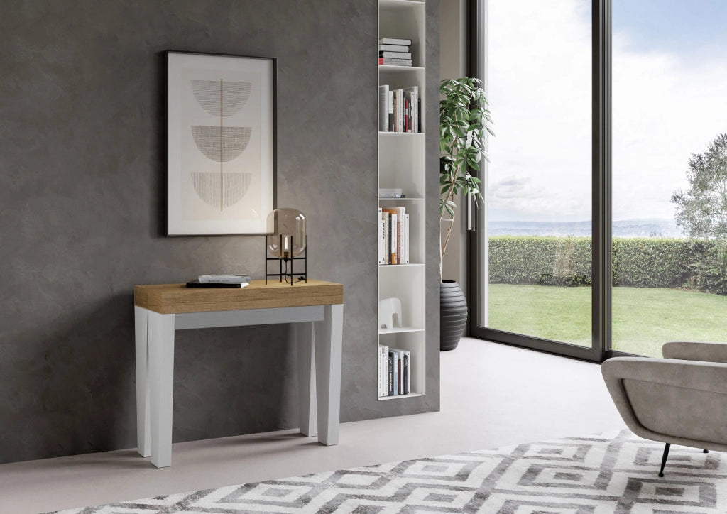 Consolle allungabile 90x40/300 cm SpimboX Mix piano Quercia Natura - struttura Bianco Frassino