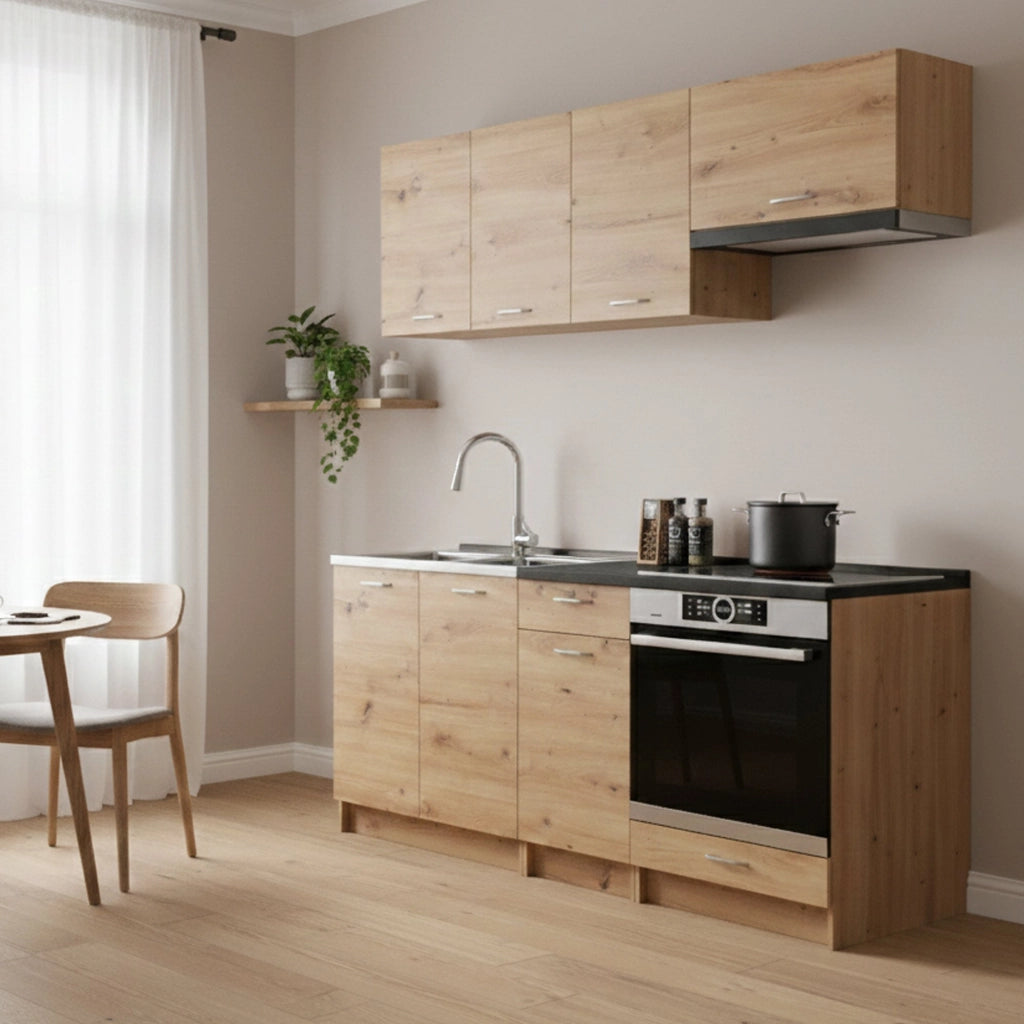 Cucinino Teano, Cucina Modulabile, Marrone Rovere Nodi