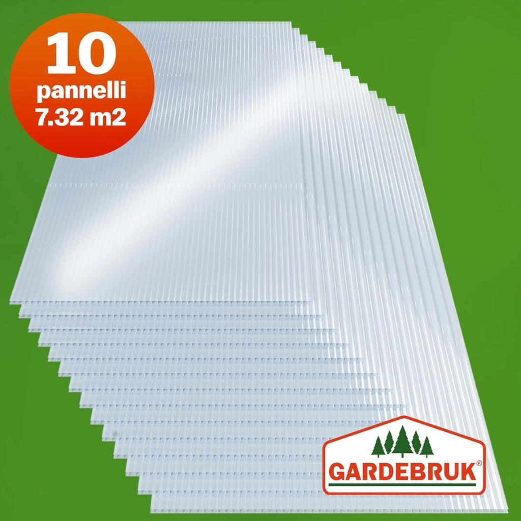 10x Lastre Alveolari Doppia Parete 6 mm Adattabili 121x60,5 cm Policarbonato 7,3m² Trasparenti Serre Pannelli