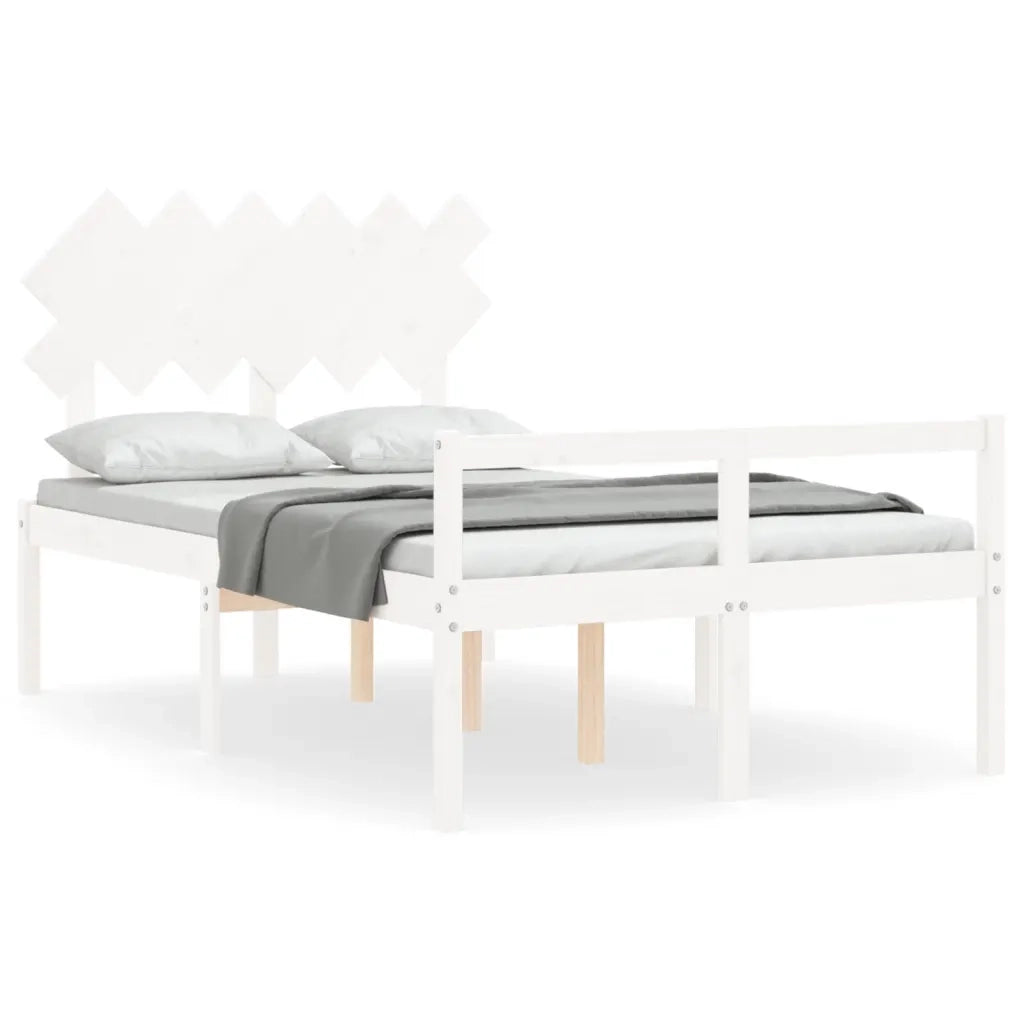 Letto per Anziani con Testiera Bianco 120x200 cm Legno Massello 3195542