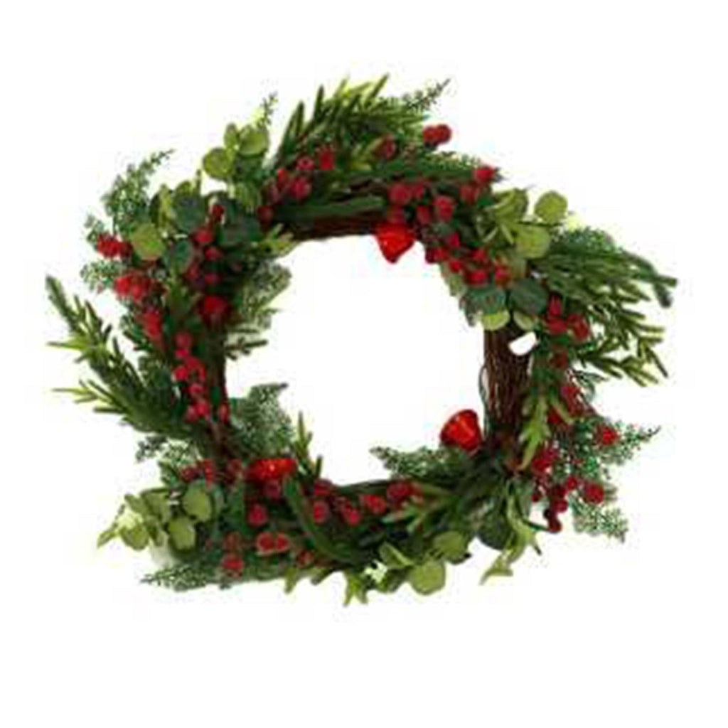 Ghirlanda NataliziaTondaverdecon bacche rosseø 50 cm mod. Degree