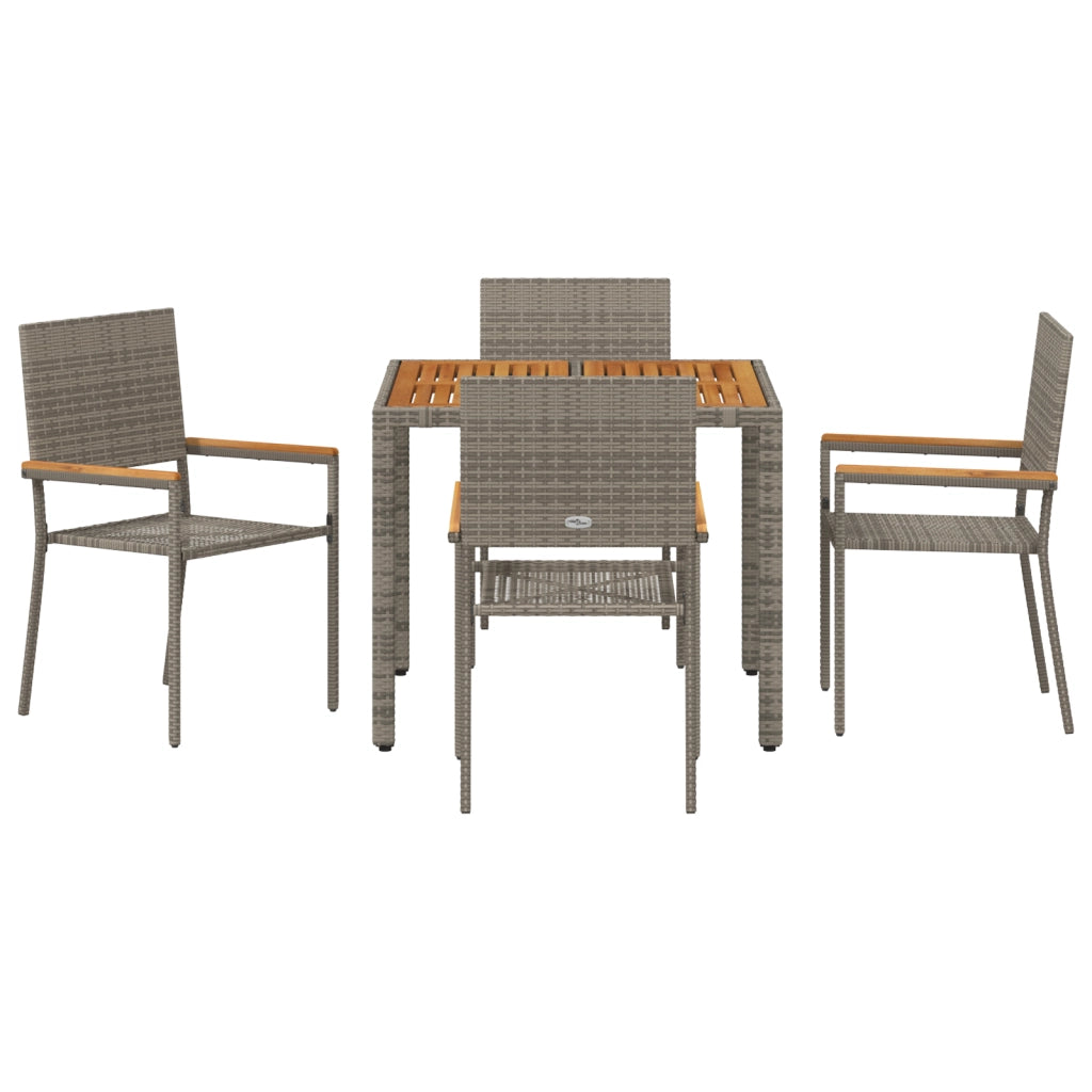 Set da pranzo da giardino  5 pezzi Grigio Polyrattan