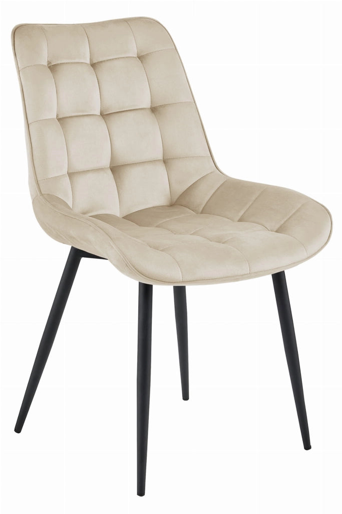 Sedia VALORA BERA - Moderna in velluto beige con gambe nere x 4