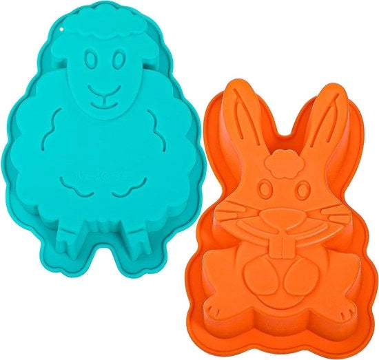 Set di stampi in silicone per torta di pasqua e budino di lana da 2 pezzi.