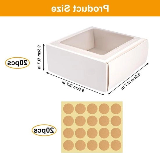 Scatola in Vetro con Finestra per Biscotti e Dolci - 20 Pezzi 95 x 95 x 35 cm