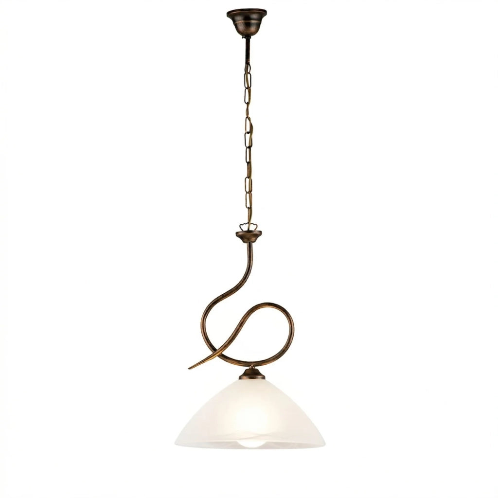 Lampadario Rustico Miranda 1 Luce Marrone e Bianco LuceArt Classic