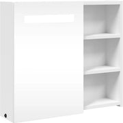 Armadio per bagno con specchio e illuminazione LED - 60x13x52 cm Bianco