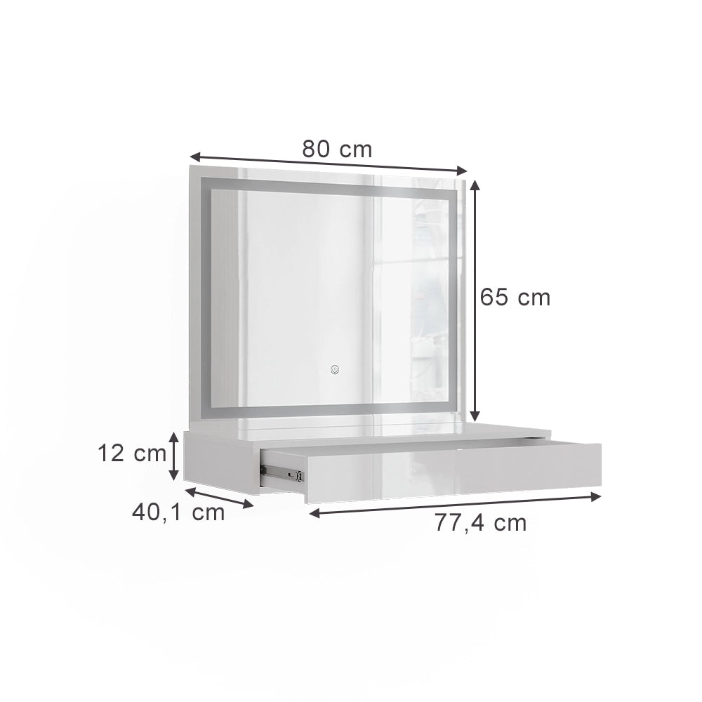 Vicco Tavolo da toeletta Bianco/bianco lucido 80 cm 2 parti