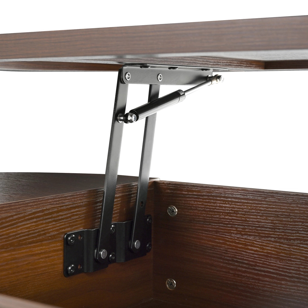 Tavolino da caffè alzabile con piano sollevabile e vano interno - per soggiorno - 110×55.5×40 cm - in MDF - noce