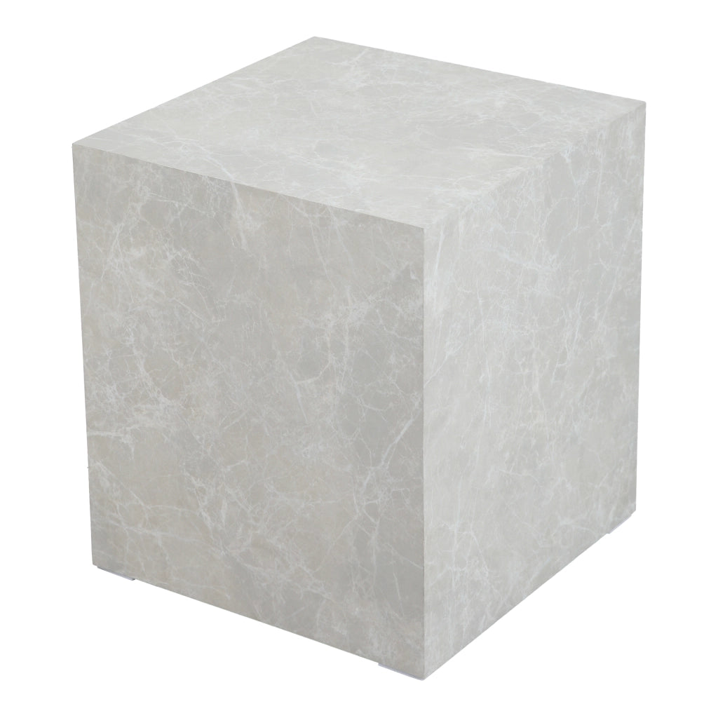 Tavolino Ellelu a Forma di Cubo 45 x 40 x 40 cm - Effetto Marmo Tortora [en.casa]