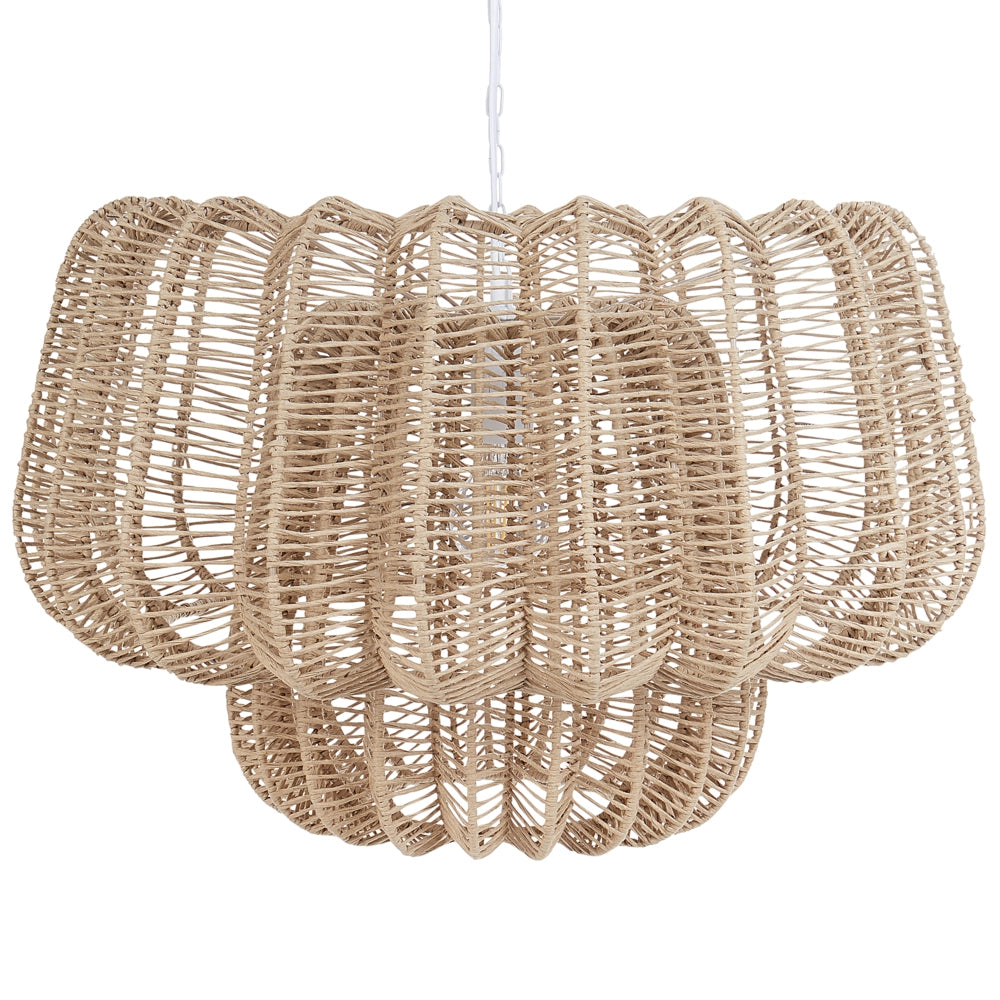 Lampadario in corda di carta beige Stile naturale japandi soggiorno salotto elegante